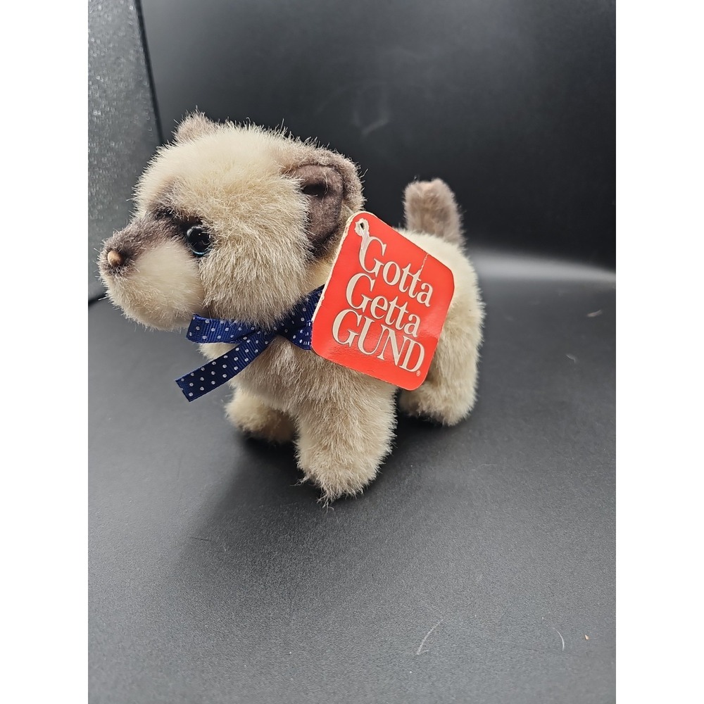 Vintage Gund Catnip Siamese Cat Plush #1126 Blue Polka Dot Bow Stuffer Kitten CC